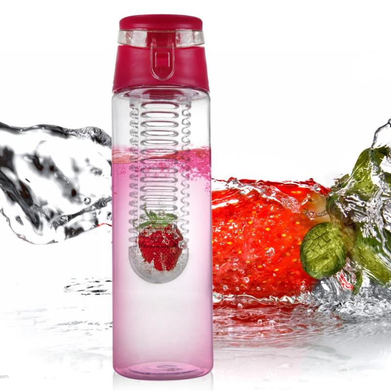 700 ML Fruta Botella de agua Deportes Fitness Salud Botellas de desintoxicación Jugo de silicona Hacer botellas Camping Botellas de viaje con infusor de té